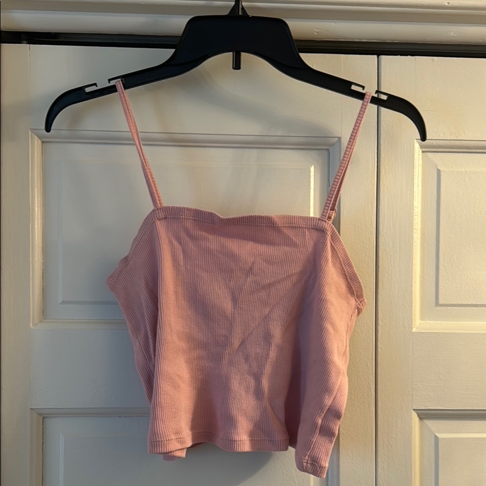 Aerie Pink Camisole Crop Top with Spaghetti Straps